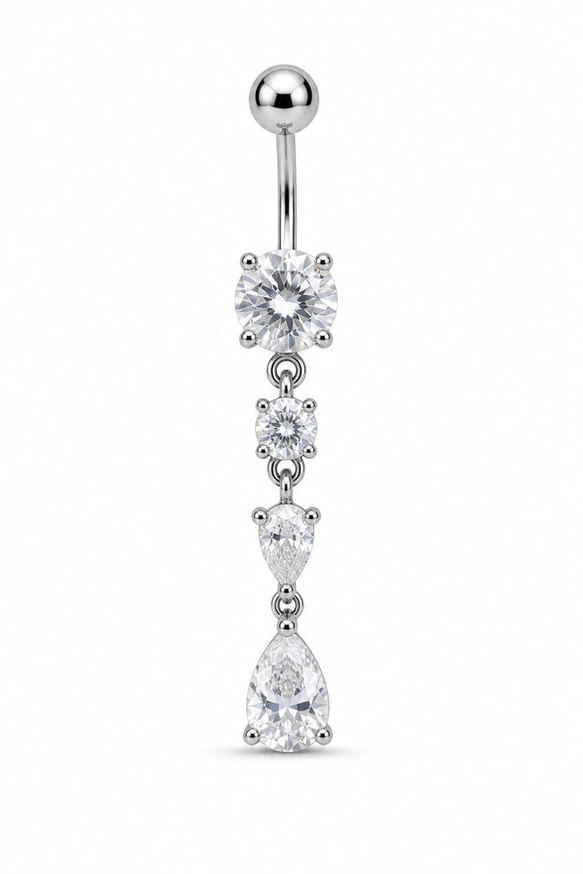 Four Stone Dangle Belly Ring