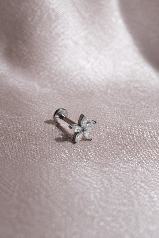 Marquise Flower Flat Back Labret