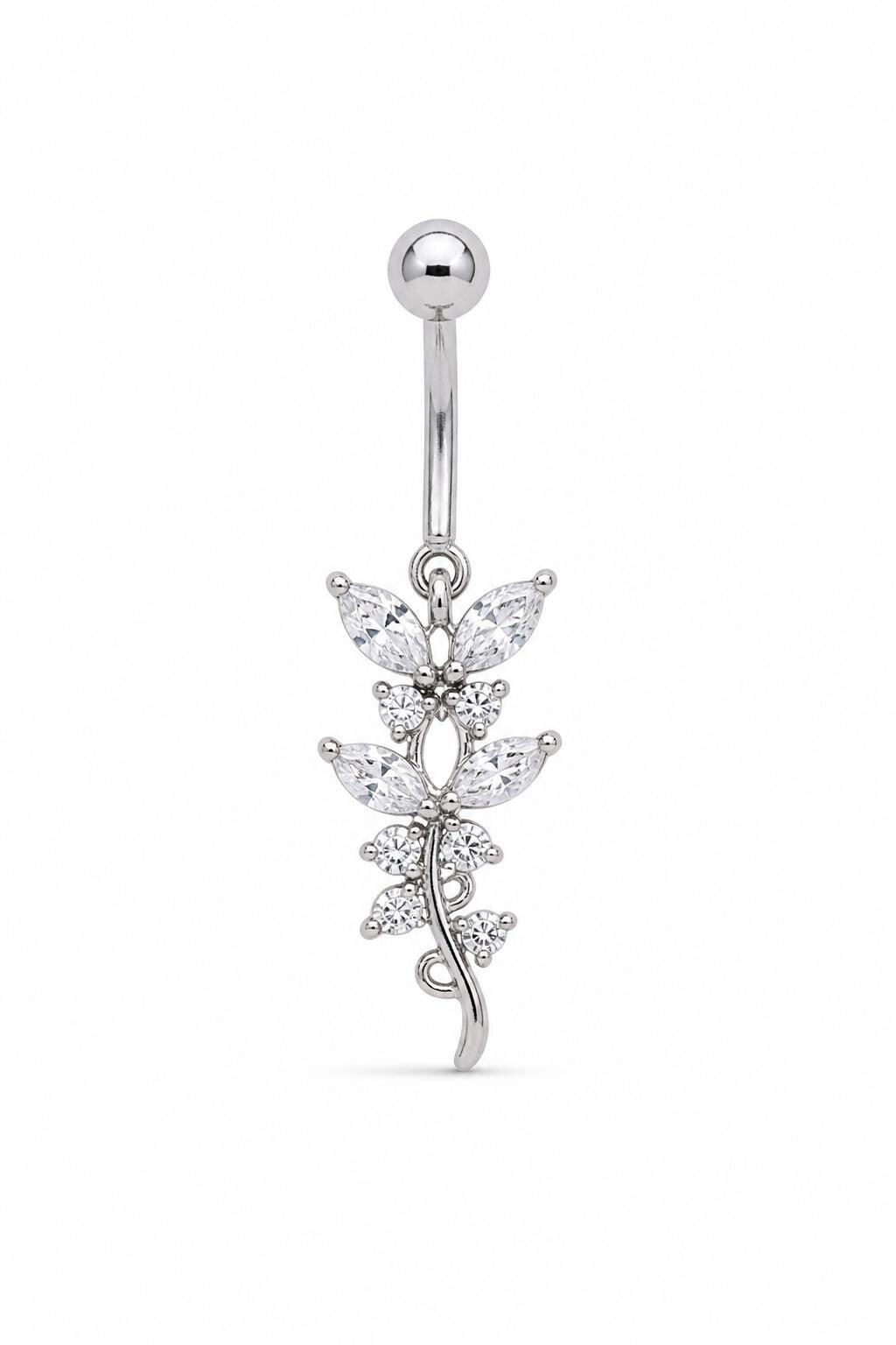 Crystal Leaf Belly Button Ring — product detail