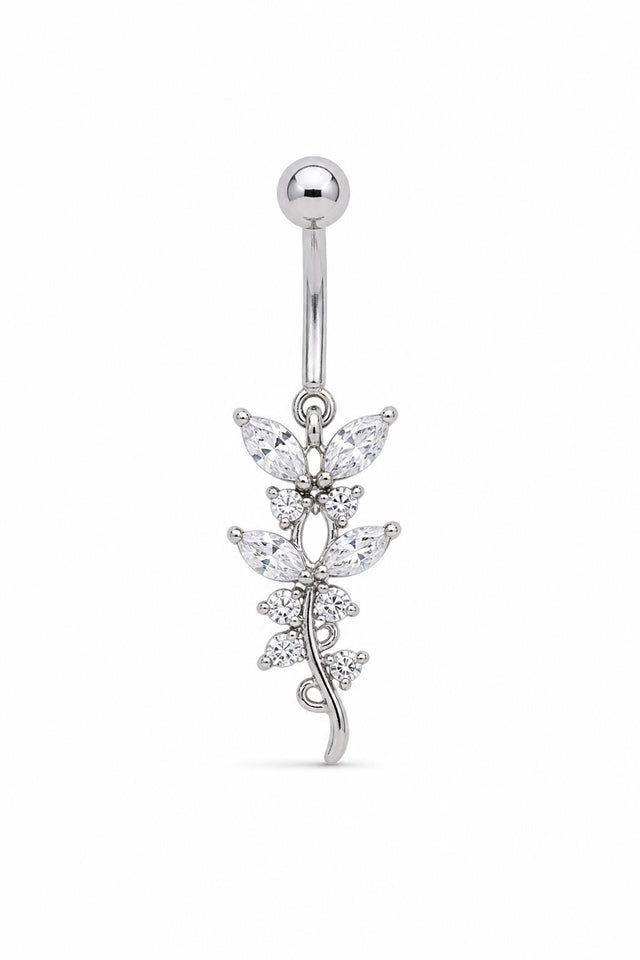 Crystal Leaf Belly Ring